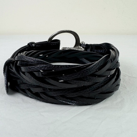 Brighton Vintage Black Leather Braided O-ring Belt - Picture 3 of 10